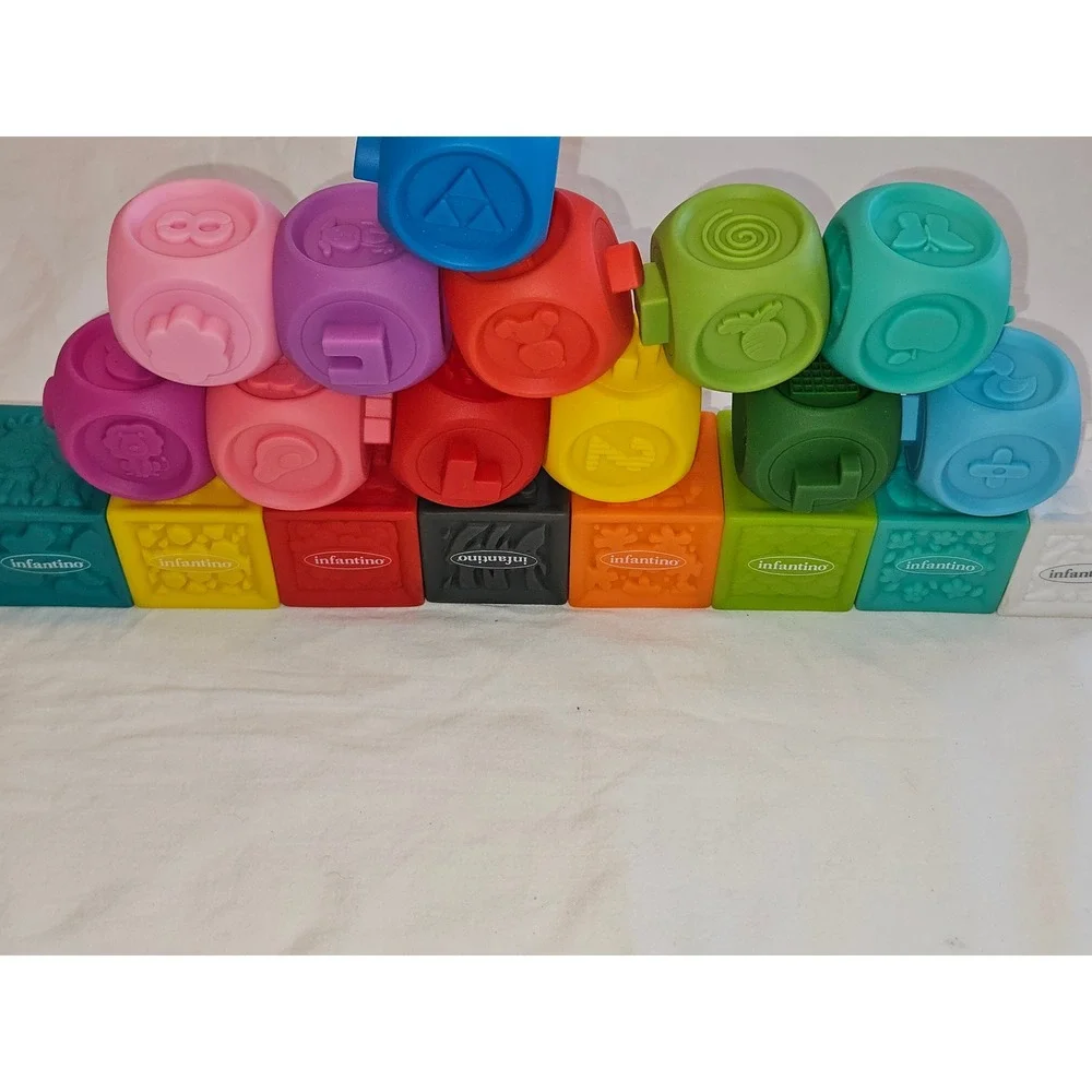 Infantino Soft Building Blocks Learning Numbers Animals Shapes 20‎ Piece Set